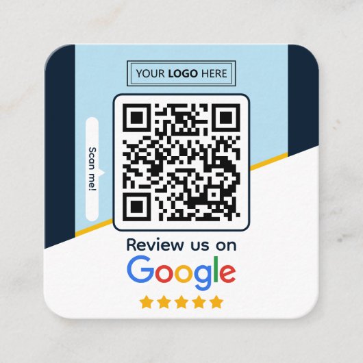Googleレビュー|ビジネスレビューリンクQRコード スクエア名刺 (正面)