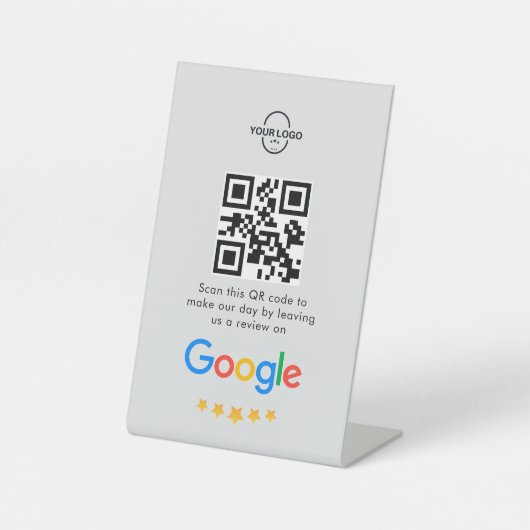 Googleレビュー |ビジネスレビューリンクQRコード 台座サイン (正面)