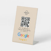 Googleレビュー |ビジネスレビューリンクQRコード 台座サイン (正面)