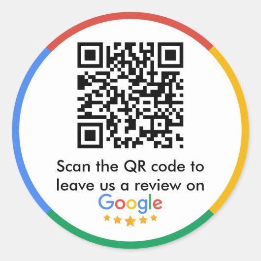 Googleレビュー |ビジネスレビューリンクQR ラウンドシール (正面)