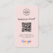 Googleレビュー |ビジネスレビュー米国赤面ピンクQR 名刺 (正面)