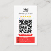 Googleレビュー |ビジネスレビュー米国赤QRコード 名刺 (正面)