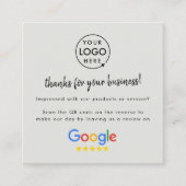 Googleレビュー | ビジネスレビュー 当社 グレー QRコード スクエア名刺 (正面)