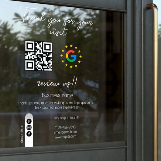 Googleレビュー 私のビジネスに感謝するQRコード ウィンドウサイン