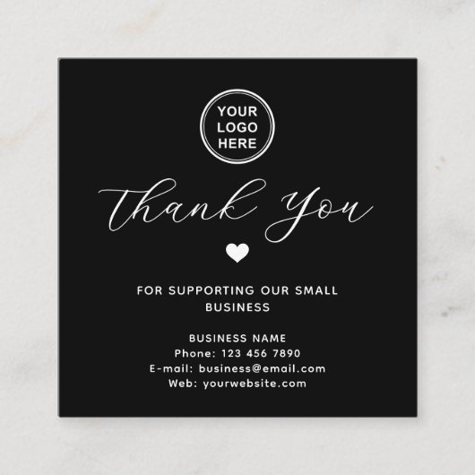 GoogleレビューQRコードありがとうブラックモダン スクエア名刺 (正面)