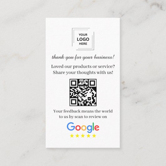GoogleレビューQRコードカスタマーフィードバックスタイル 名刺 (正面)