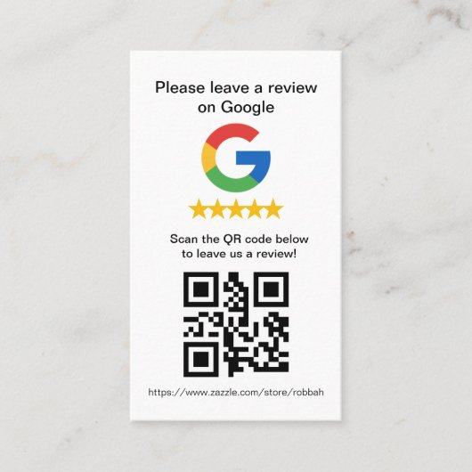 GoogleレビューQRコードカード、レビューサイン 名刺 (正面)