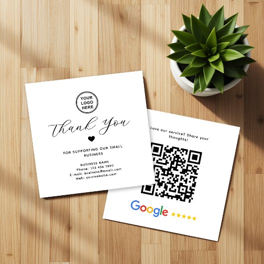 GoogleレビューQRコードサンクスカード モダン スクエア名刺