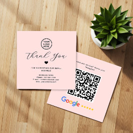 GoogleレビューQRコードサンクススクエアピンク スクエア名刺