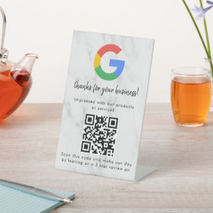 GoogleレビューQRコードスタンド看板 エレガント 台座サイン