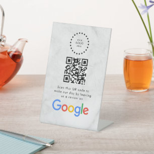 GoogleレビューQRコードスタンド看板 エレガント 台座サイン