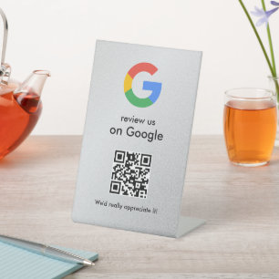 GoogleレビューQRコードスタンド看板 エレガント 台座サイン