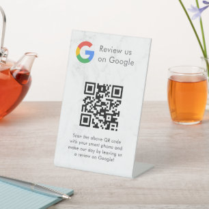 GoogleレビューQRコードスタンド看板 エレガント 台座サイン