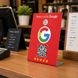 GoogleレビューQRコードスタンド 赤 台座サイン