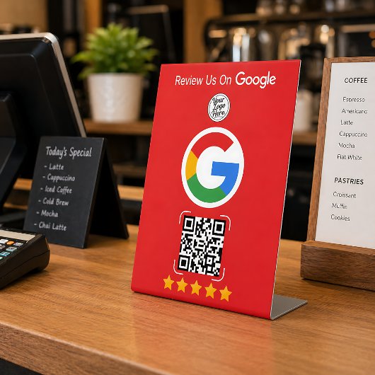 GoogleレビューQRコードスタンド 赤 台座サイン