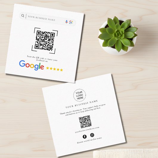 GoogleレビューQRコードソーシャルメディアプロモーション スクエア名刺