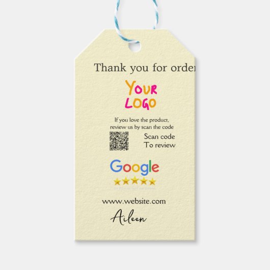 GoogleレビューQRコードビジネス ありがとう ギフトタグ (正面)