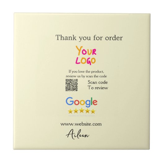GoogleレビューQRコードビジネス 感謝 タイル (正面)