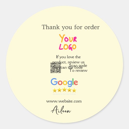 GoogleレビューQRコードビジネス 感謝 ラウンドシール (正面)