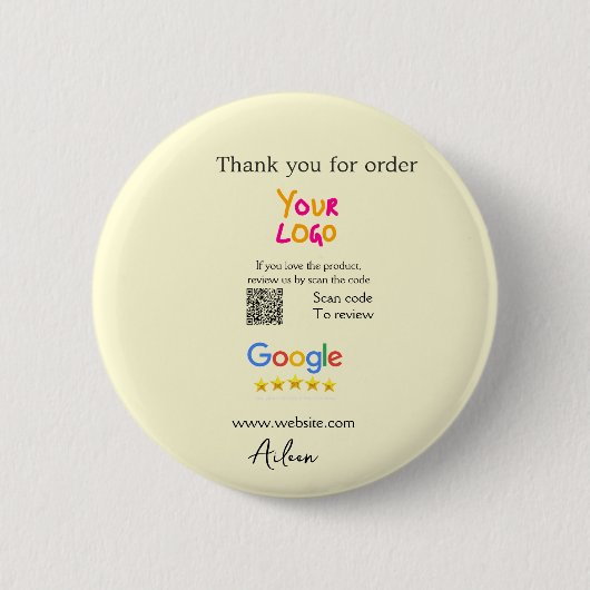 GoogleレビューQRコードビジネス 感謝 缶バッジ (正面)