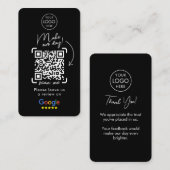 GoogleレビューQRコードブラックビジネスレビュー米国 名刺 (正面/裏面)