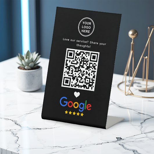 GoogleレビューQRコードモダンスタイリッシュブラック 台座サイン