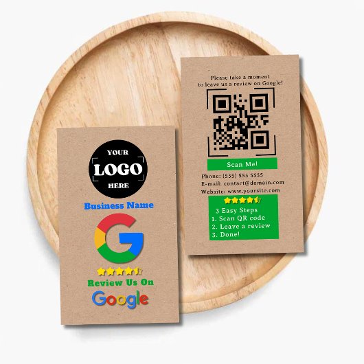 GoogleレビューQRコードリンククラフト素朴 名刺