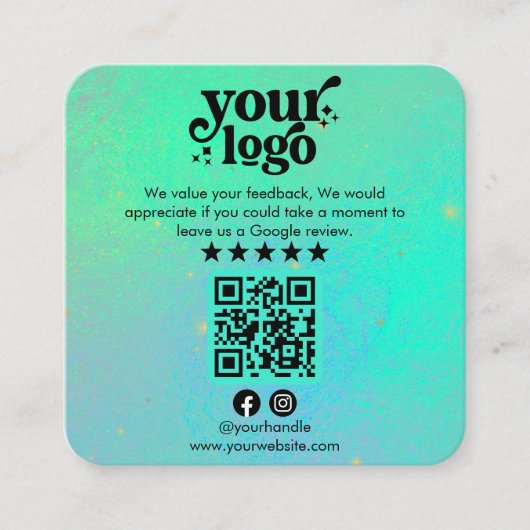 GoogleレビューQRコードロモダンゴビジネスレビュー エンクロージャーカード (正面)
