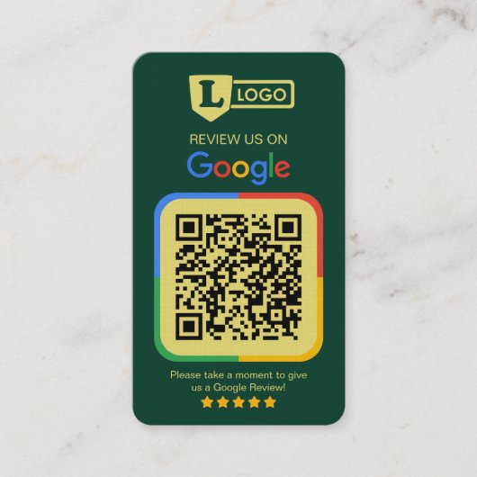 GoogleレビューQRコード入りカード エメラルドグリーン 名刺 (正面)