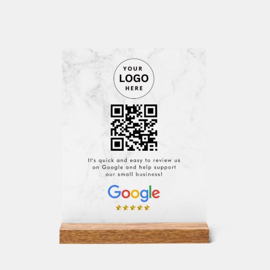 GoogleレビューQRコード卓上サイン アクリルサイン (正面)