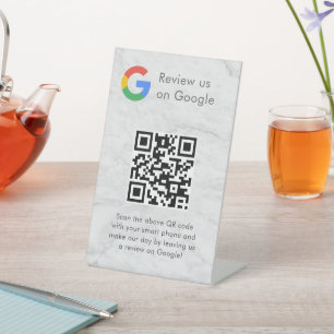 GoogleレビューQRコード卓上サイン エレガント 台座サイン