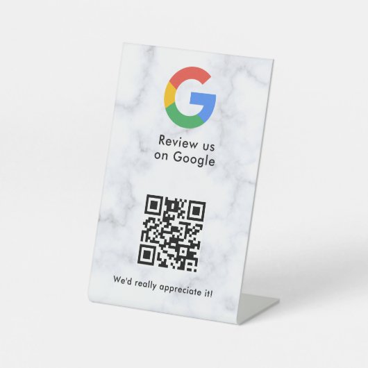 GoogleレビューQRコード卓上サイン 台座サイン (正面)