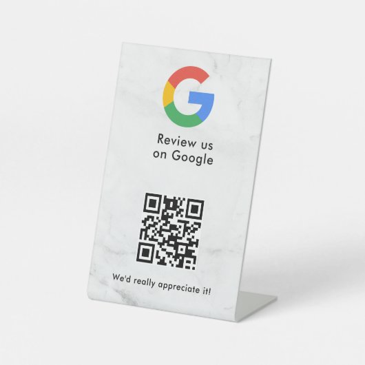 GoogleレビューQRコード卓上サイン 台座サイン (正面)