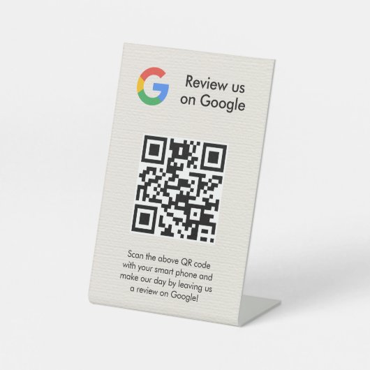 GoogleレビューQRコード卓上サイン 台座サイン (正面)