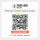 GoogleレビューQRコード率マイビジネス5スター スクエアシール (正面)