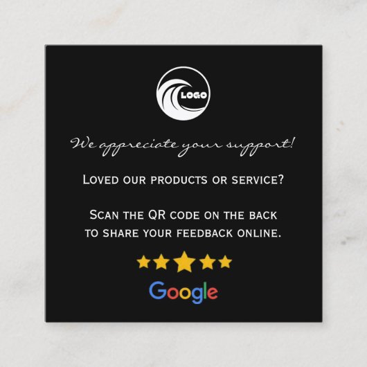 GoogleレビューQRコード記載のビジネスカード スクエア名刺 (正面)