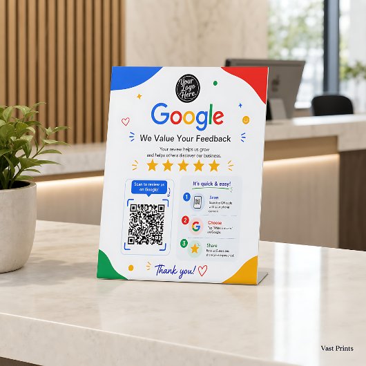 GoogleレビューQRコード顧客フィードバック スキャン式 台座サイン