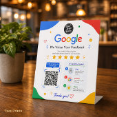 GoogleレビューQRコード顧客フィードバック スキャン式 台座サイン