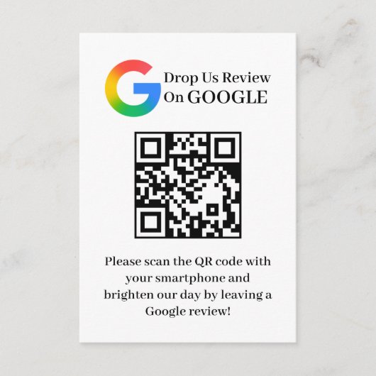 GoogleレビューQRコード顧客挿入カード エンクロージャーカード (正面)
