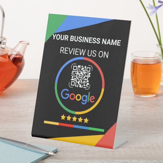GoogleレビューQRコード スター ブラック 台座サイン (インサイチュ)