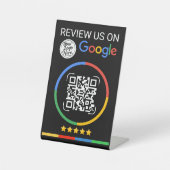 GoogleレビューQRコード スター ブラック 台座サイン (正面)