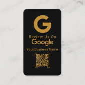 GoogleレビューQRコード ブラックゴールド 名刺 (正面)