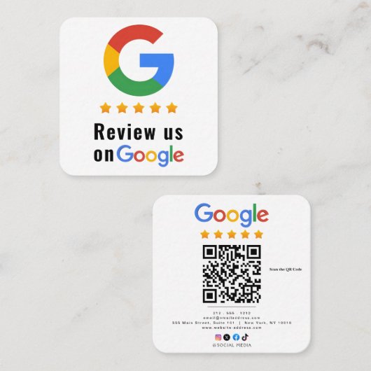 GoogleレビューQRコード Google評価 スクエア名刺 (正面/裏面)