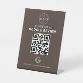GoogleレビューQRディスプレイ エスプレッソブラウン 台座サイン (正面)