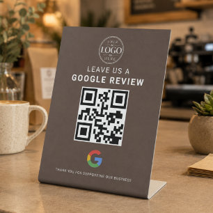 GoogleレビューQRディスプレイ エスプレッソブラウン 台座サイン