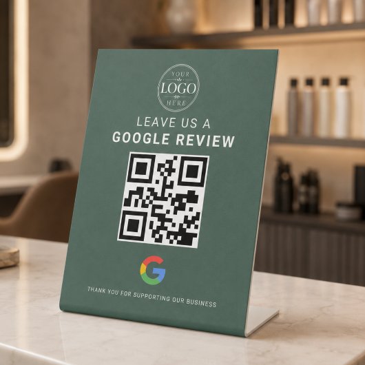 GoogleレビューQRディスプレイ グリーン 台座サイン