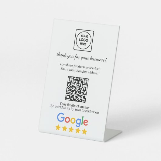 GoogleレビューQRリンクモダンディスプレイ 台座サイン (正面)