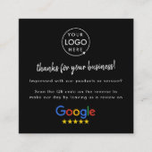 GoogleレビューusブラックビジネスありがとうQRコード スクエア名刺 (正面)