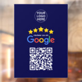 Google ビジネス レビュー 5 つ星 QR コード ネイビーブルー ウィンドウサイン (シート2)