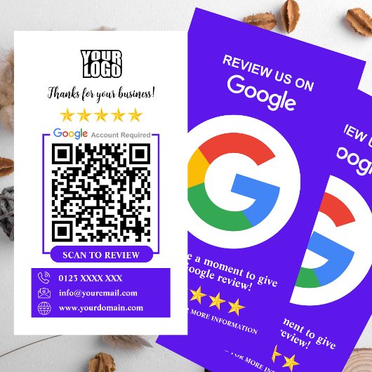 Google レビュー | ビジネスレビュー私たちのバイオレットQRコード 名刺